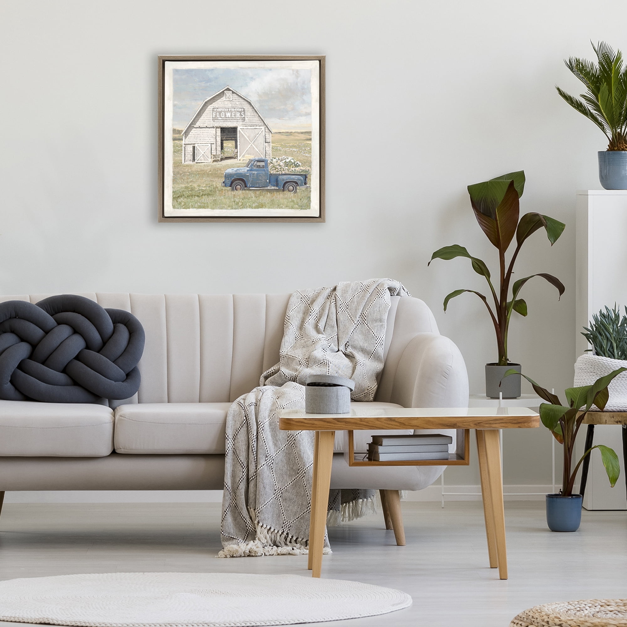 Stupell Industries Rustic Flower Barn Brown Framed Floater Canvas Wall Art, design by Amber Sterling