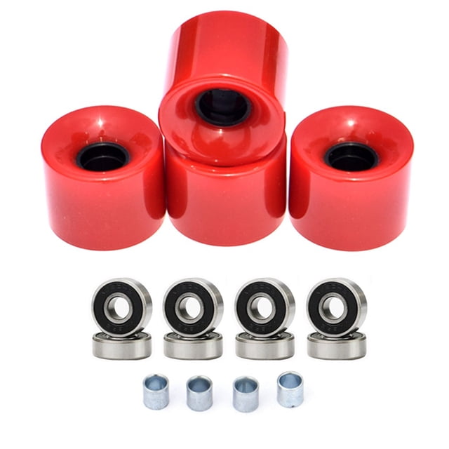 Ensemble de 4 Entretoises de Roulements Abec-9 pour Roues de Planche à Roulettes Longboard 60X45Mm 78A Rouge