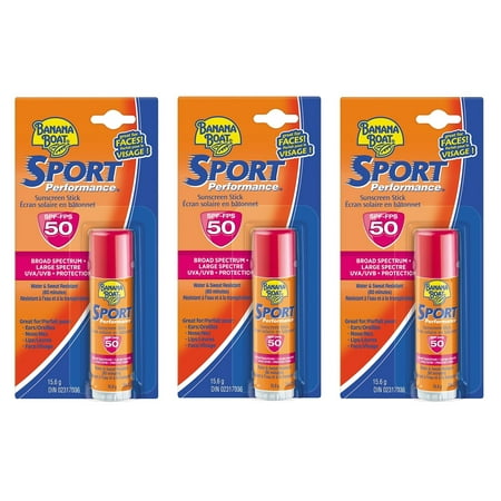 Sunscreen Face Stick (Banana Boat Sport Performance UVA/UVB Protection Sunscreen Stick for Faces, Broad Spectrum SPF 50, 0.55 Oz (Pack of)