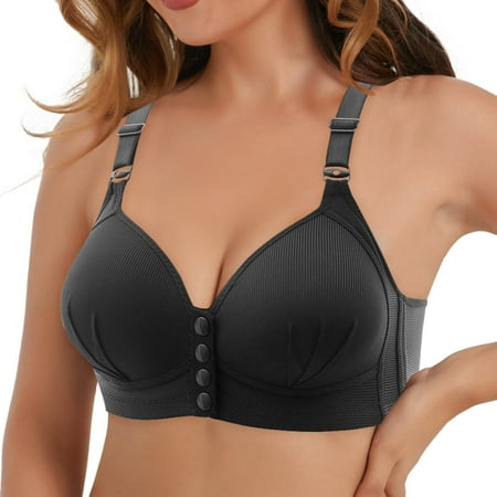 Pavied Nursing Bras Wireless Bras Push Up Bra New Large Front Button Bra Breastfeeding No Steel Ring Gathering Side Fold Thin Cup Button Tank Top Bra Front Closure Bras Seamless Bras Black 46