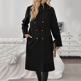 thumbnail image 5 of Fartey Pea Coats for Women Notch Collar Single Breasted Mid-Long Trench Coat 2025 Winter Casual Woolen Overcoat Trendy Open Front Cardigant Jackets with Pockets, 5 of 5