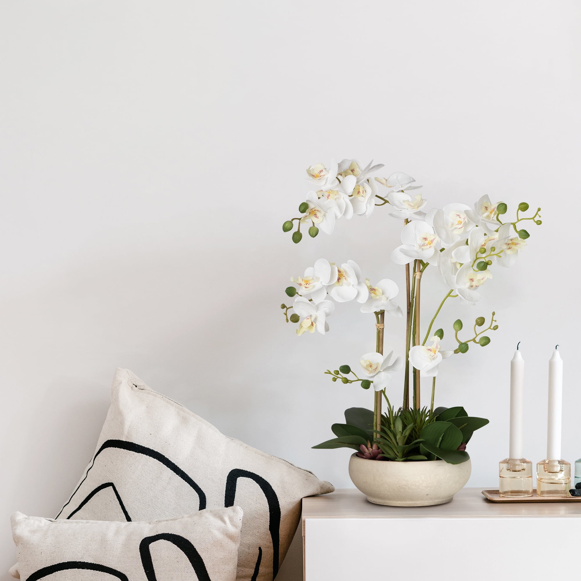 INNVELLO Artificial Orchid Flowers Potted in Ceramic Potfor Home Decor Indoor