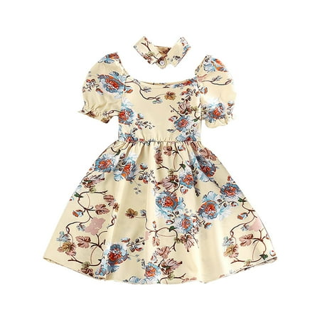 

Pimfylm Summer Dresses For Baby Girls Baby Girls Summer Dress Chiffon Princess Tutu Dress Floral Beachwear Suspender Sundress Skirt Little Girl Clothes purified cotton Beige 6-7 Years