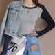 thumbnail image 4 of Camisetas de manga larga o corta a rayas con bloques de color para mujer, blusas casuales y cómodas, blusas de talla grande, 4 of 6
