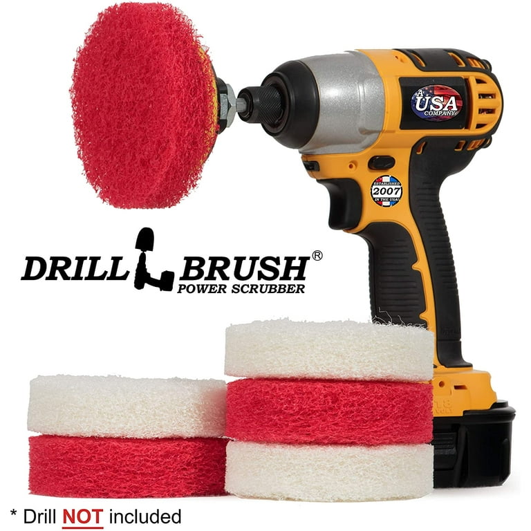 Drill Brush - Drill Power Pad Set - Bathroom - Drill Scrubber Attachment -  Cleaning Pads - Shower Door - Baseboard - Power Cleaner - Bathroom Sink 