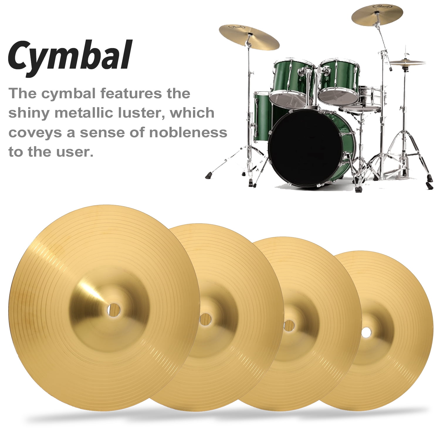 Professional 18 0.8mm Copper Alloy Ride Cymbal for Drum Set Golden Quality Musical Instrument Accessories Crash Cymbals 