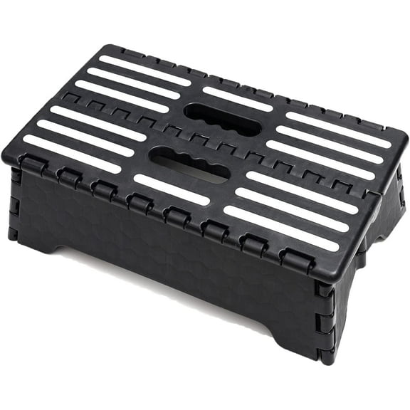 5 inch Portable Folding Step Stool, Non-Slip Textured Grip Surface, Black