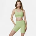 thumbnail image 4 of Women's Seamless Ribbed Sports Bra with Scoop Neck and Wide Straps - Large, Green, 4 of 7