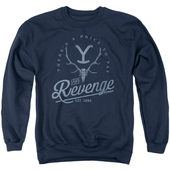 Yellowstone Revenge Skull Unisex Adult Crewneck Sweatshirt (Large) Navy