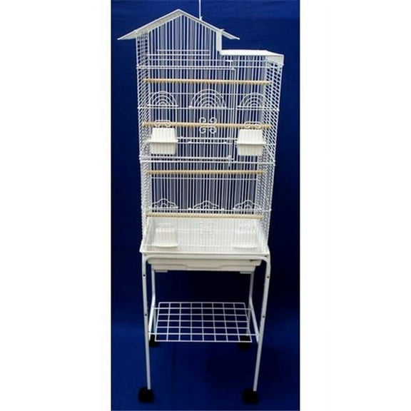 6894-4814WHT Villa Top Small Bird Cage with Stand in White