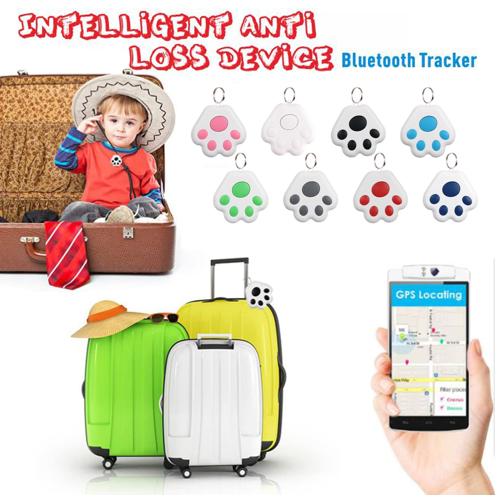 8-Pack Mini Dog GPS Tracker – Portable Bluetooth Anti-Lost Device for Pets & Luggage (No Monthly Fee, Long Battery Life)