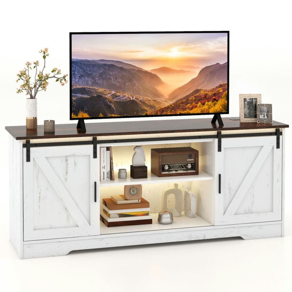 Finihen TV Stand, Entertainment Center, TV Stand for 65 Inch TVs Media Console Table, for Living Room, White