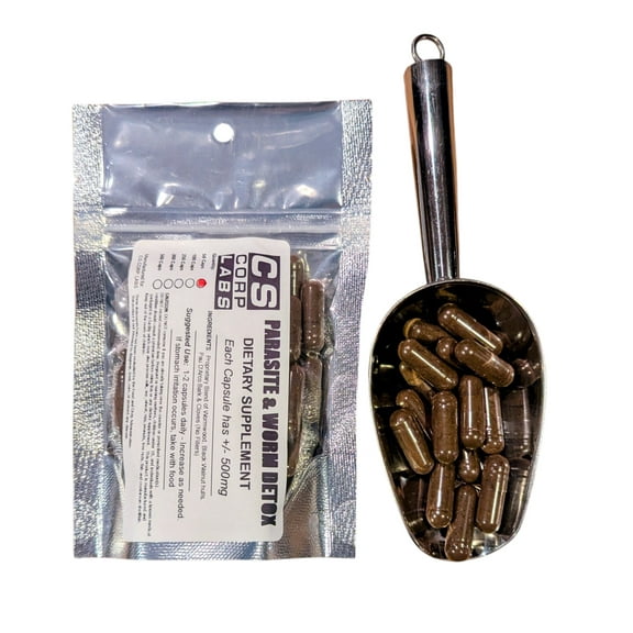 Parasite & Worm Veggie Capsules - Perfectly Blended Wormwood w/Cloves, Black Walnut & Pau D'Arco, 500mg, 50 pcs.
