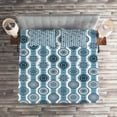 thumbnail image 2 of Ambesonne Ethnic Quilted Coverlet 3 Pcs, Oriental Motif Vertical Line, Queen Size, Sky Blue Petrol Blue, 2 of 2