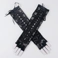 thumbnail image 4 of UJNDER Fingerless Steam Punk Witch Long Elbow Arm Warmers Lace Sleeves for Party Halloween Gloves Mittens Black, 4 of 8