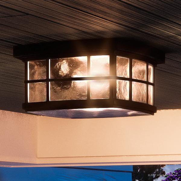 Urban Ambiance Luxury Craftsman Outdoor Ceiling Light, Small Size 5.75"H x 12"W, with Tudor