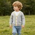 thumbnail image 2 of Gubotare Cardigan Sweater Toddler Boy Boy's Light Weight Knitted V-Neck, Long Sleeve Cardigan Sweater 18 24 Months (Grey,18-24 Months), 2 of 5