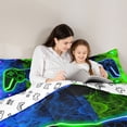 thumbnail image 5 of Castle Fairy Abstract Hexagon Gamer Full Size Comforter Sets,Black Blue Green Bedding Sets, 5 of 8