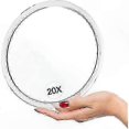 thumbnail image 1 of Large 20X Magnifying Suction Cup Mirror for Bathroom and Vanity Use, 16.2cm Makeup Mirror with Strong Suction Cups, 1 of 5