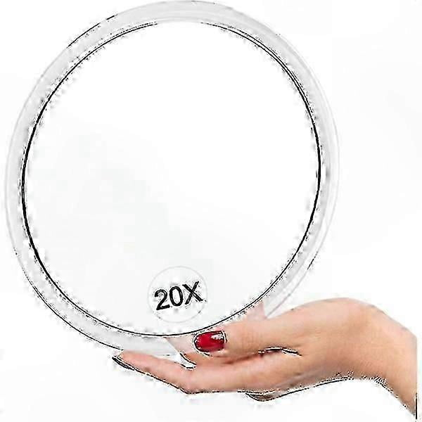 Large 20X Magnifying Suction Cup Mirror for Bathroom and Vanity Use, 16.2cm Makeup Mirror with Strong Suction Cups