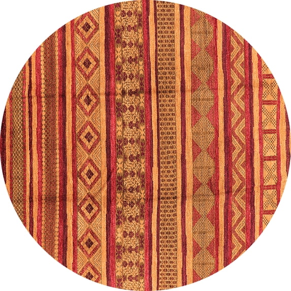 Ahgly Company Indoor Round Oriental Orange Industrial Area Rugs, 6' Round