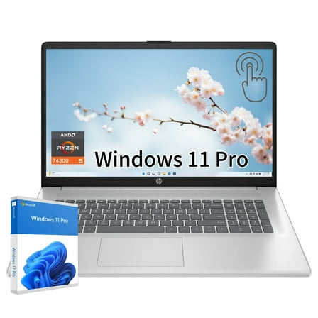 HP 17 Laptop, 17.3" HD  Touchscreen, AMD Ryzen 5 7430U, AMD Radeon Graphics, 16 GB RAM, 2 TB SSD, HD Webcam, Wi-Fi 6, Long Battery Life, Windows 11 Pro