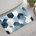 thumbnail image 2 of Blue White Gold Hexagon Marble Pattern Bathroom Rugs Mat,Non Slip Microfiber Bathroom Rug,Rubber Backing,Soft Bathroom Mats for Bathroom Floor,Tub and Shower,17x27in(43x68cm), 2 of 5