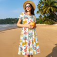 thumbnail image 4 of Vsdgher Robe Bohème Lapin pour Femmes Été 2025 Décontractée Midi Maxi Légère à Manches Courtes Col Rond Robe de Plage, 4 of 6