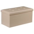 thumbnail image 2 of ZENY 30" Folding Storage Ottoman Bench Entryway MDF PVC Faux Leather Finish, Beige, 2 of 10