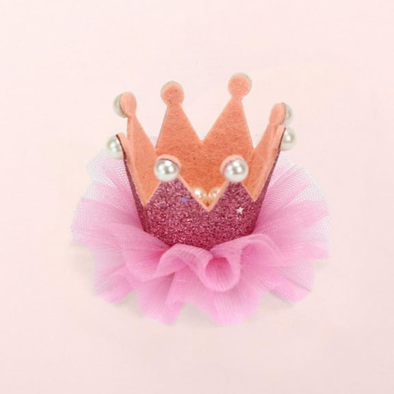 Lilgiuy Toddler Baby Girls Cute Solid Color Mesh Crown Pearl Headwear Hair Accessories Hairpin Dresses for 2022