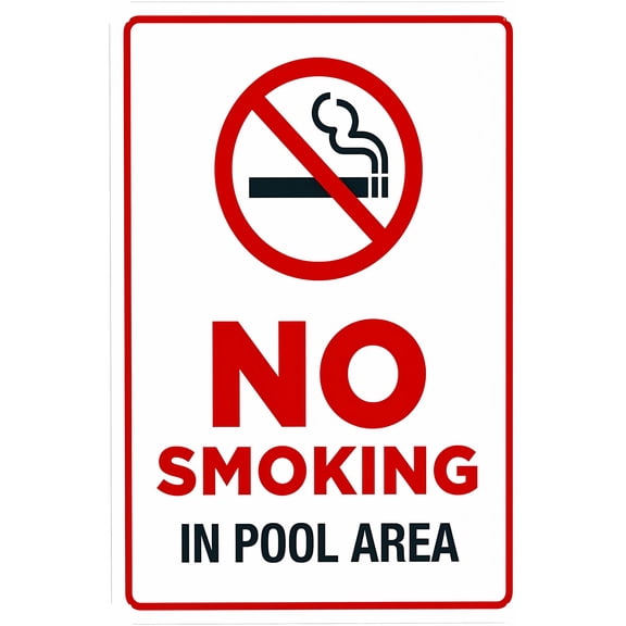 Pool Rules No Smoking in Pool Area Sign - 8"x12", Pool Rules Metal Decor for Business, Home, Outdoor/Indoor, Road, Yard, Garage, Street