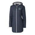 thumbnail image 2 of Women's Cutter & Buck Heather Navy UNC Wilmington Seahawks Rainier Primaloft Eco Hooded Long Coat, 2 of 3