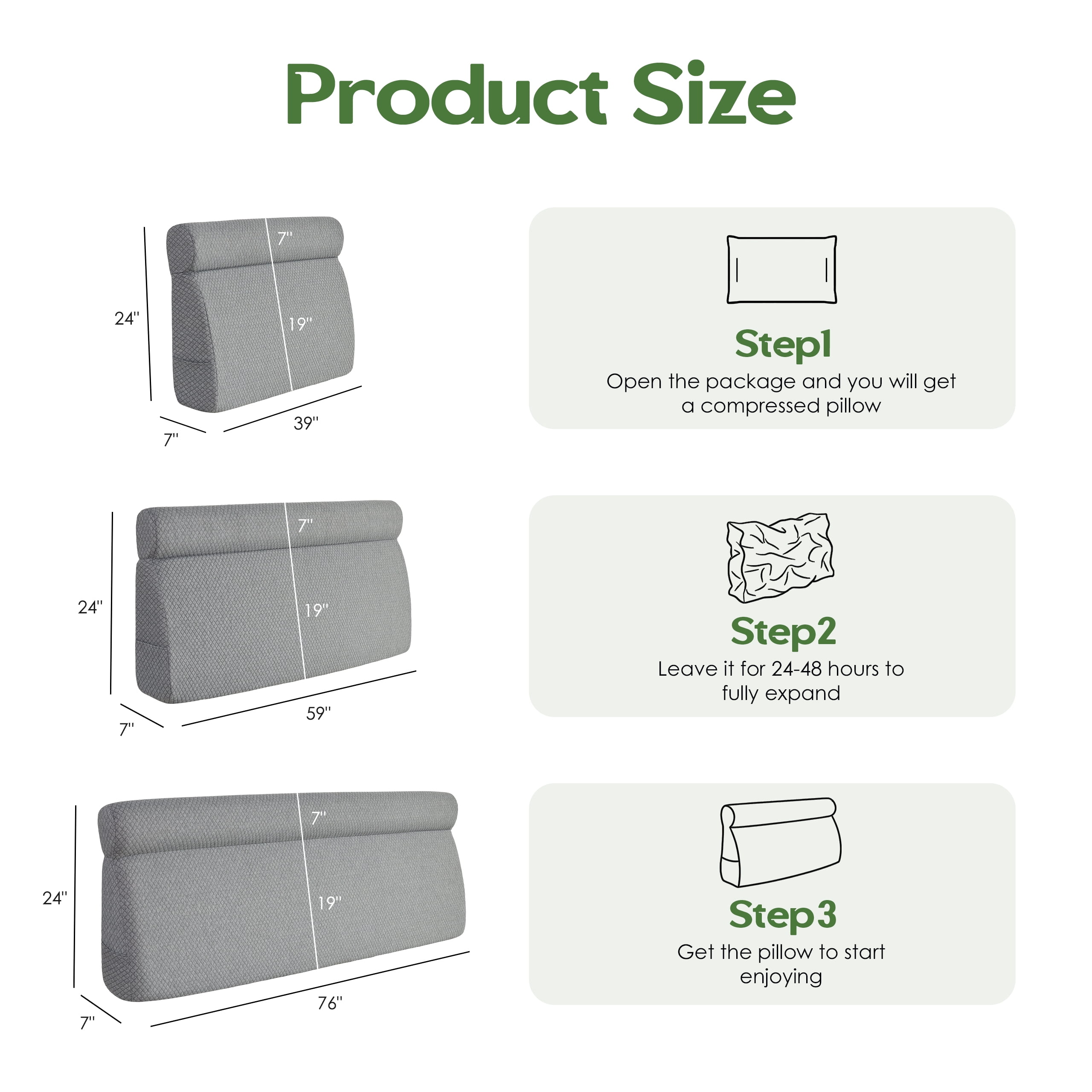 Someet Upholstered Foam Headboard Queen Bed, Wedge Pillow Headboards with Removable Cover,  Ergonomic Head Board, Fabric Gray
