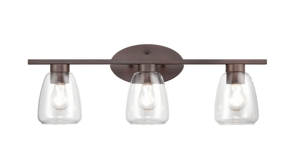 Millennium Lighting  Metal 3 Light Bathroom Vanity Fixture in Multiple Finishes with Clear Glass Shades Rubbed Bronze Bronze Oil Rubbed