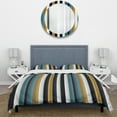 thumbnail image 3 of Designart "Classic Pinstripes In Green And Gold" Striped Bedding Covert Set - Modern & Contemporary Bed Set With 2 Shams, 3 of 5