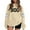 Beige, variant on XIAONU Womens Sweatshirts Ghost Cute Printed Hoodless Sweatshirt Peasure Baggy Long-Sleeved Pullover Hoodless Sweatshirt