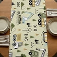 thumbnail image 5 of Cartoon Tractor Table Runner, Cute Green Digger Shovel Truck Rustic Washable Cotton Linen Table Runners 72 Inches Long, Dresser Scarf Runner for Dining/Coffee/Kitchen/TV Stands/Cabinets 13''x72'', 5 of 9