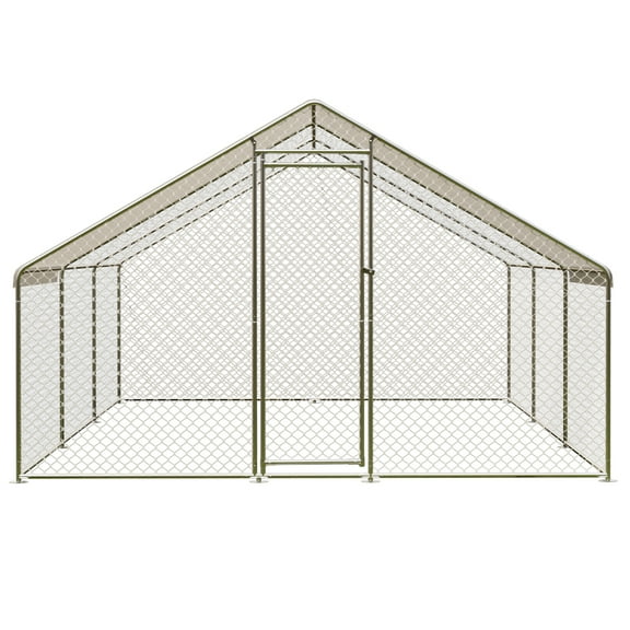 Large Metal Chicken Coop Wire Mesh Heavy Duty Chicken Run with Waterproof Cover and Anti-UV Cover Walk-In Poultry Cage for Yard Outdoor Duck Rabbit House Cage