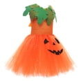 thumbnail image 5 of Bainana Kids Halloween Pumpkin Dress For Girls Graphic Print Sleeveless Suspender Tulle Dresses Fashion Girls Halloween Theme Party Dress With Hairband, Bag Orange Size 6-7 Years, 5 of 6