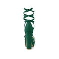 thumbnail image 2 of BLISSFUL STEP Women's Lace Up Platform Block High Heel Sandals Emerald Green 9, 2 of 6