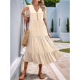 thumbnail image 2 of Womens Summer Casual Dresses Ruffle Short Sleeve V Neck Button Down Boho Beach A Line Flowy Tiered Dress  S, 2 of 8