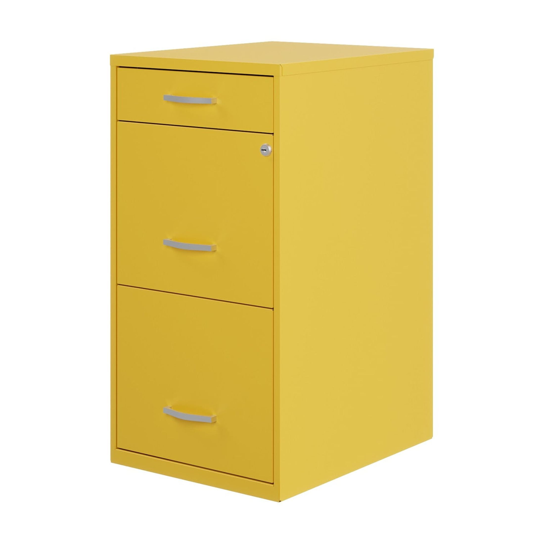 Space Solutions 3 Drawer Letter Width Vertical File Cabinet with Pencil Drawer, Yellow