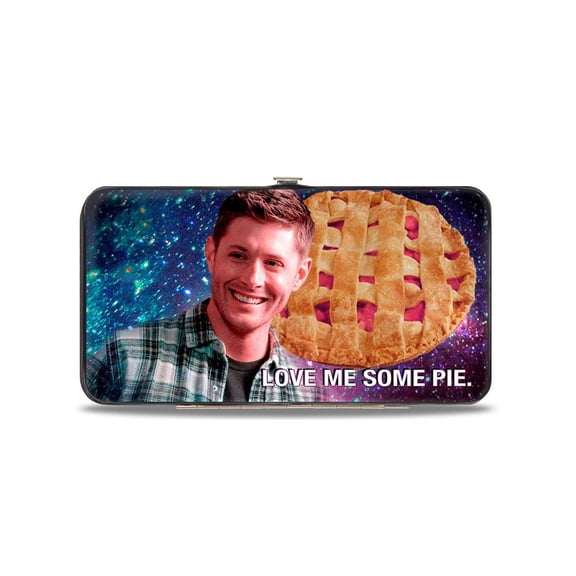 Supernatural Wallet, Hinged, Dean Smiling Pie Galaxy Blue Purple Supernatural Black White, Vegan Leather