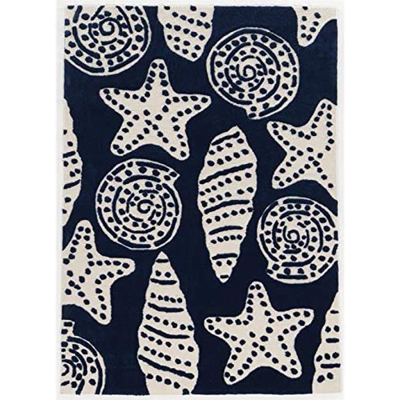 Riverbay Furniture 5' x 7' Hand Tufted Flotsom Rug in Navy and Ivory