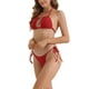 thumbnail image 4 of INSPIRAR CHIC Conjuntos de Bikini de Mujer con Halter y Push Up de 2 Piezas, Parte Inferior de Triángulo con Lazo, Trajes de Baño, Rojo Mediano, 4 of 5