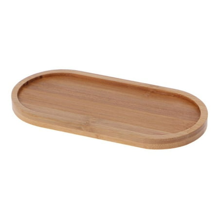 

Oval Shape Bamboo Tray Coffee Tea Fruit Plant Pot Food Serving Saucer