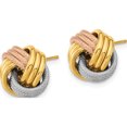 thumbnail image 2 of 14K Yellow & Rhodium With White Rose Rhod Pol Textured Triple Love Knot Post Earrings (12.5 X 12.5) Made In Italy tl1063, 2 of 4
