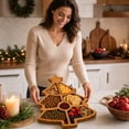 thumbnail image 7 of Christmas Tree Serving Platter with Divided Tray, Snack & Dessert Wooden Food Tray, Cute Charcuterie Board for Holiday Parties, Cheese, Fruits, Candy Display(A), 7 of 7