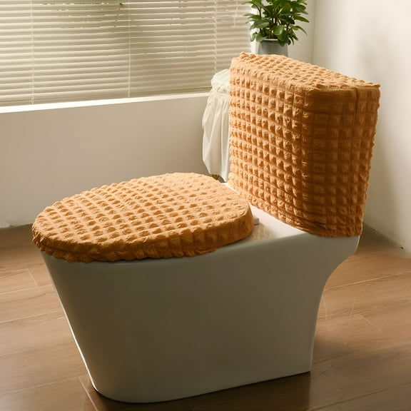 LAMIRO Split Toilet Lid&Tank Covers,Toilet Lid Cover and Toilet Tank Cover Stretch Toilet Covers Set for Bathroom,Elastic Fabric Cover for A Lid Toilet Tank All Season Universal Household