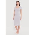 thumbnail image 2 of Women's Rib Knit Short Sleeve Square Neck Midi Dress, 2 of 3